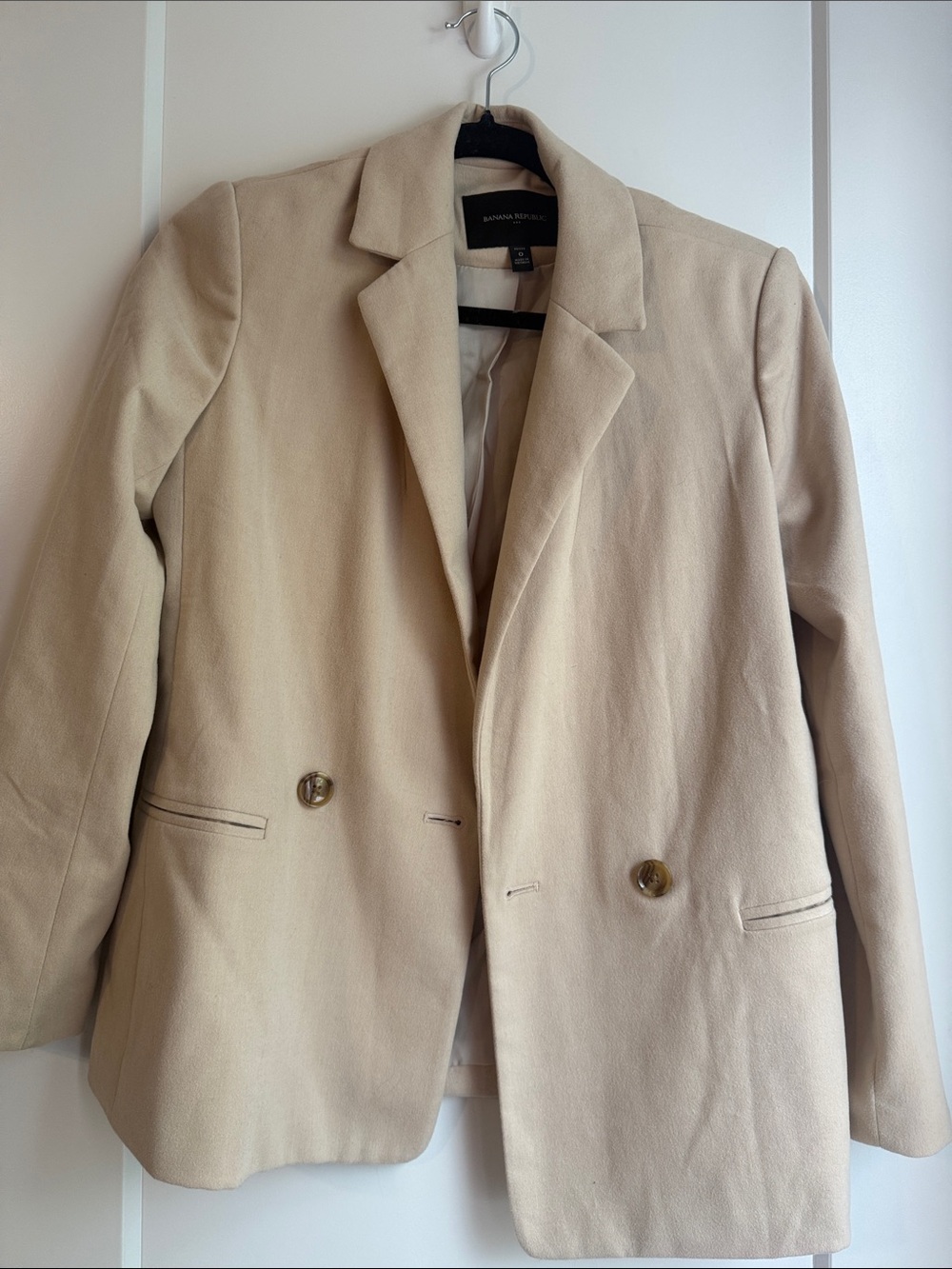 Banana Republic Factory Beige Double-Breasted Blazer